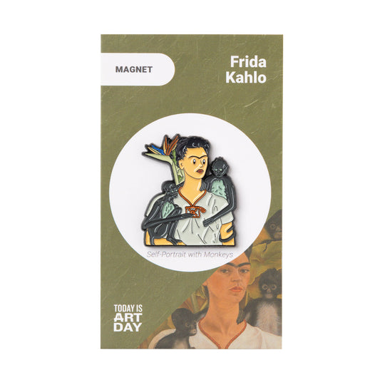 Frida Kahlo magnet on a green card with 'Today is Art Day' text