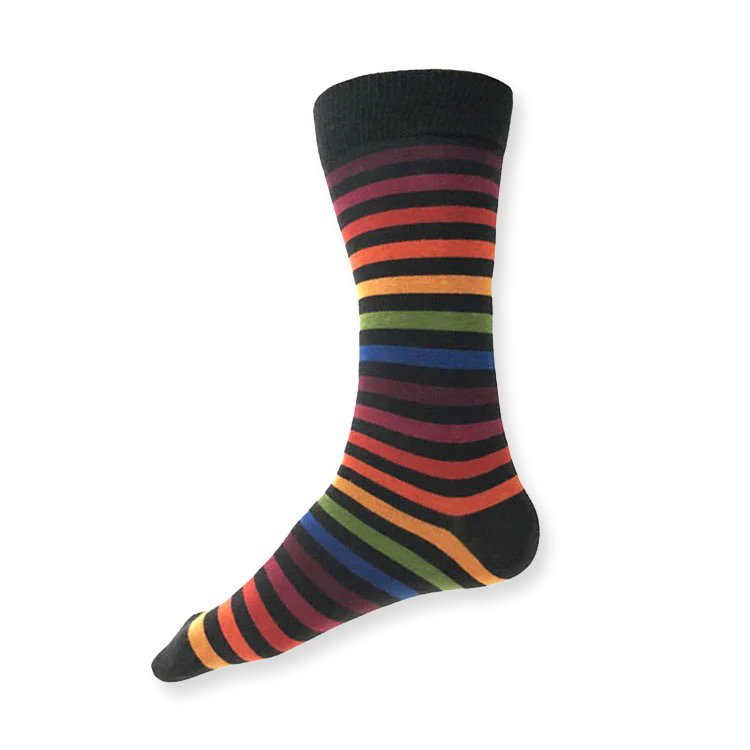 Colorful striped sock on a white background