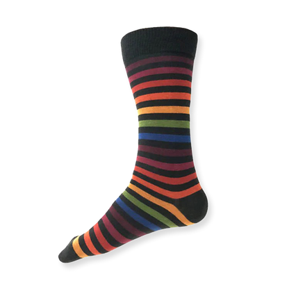 Colorful striped sock on a white background