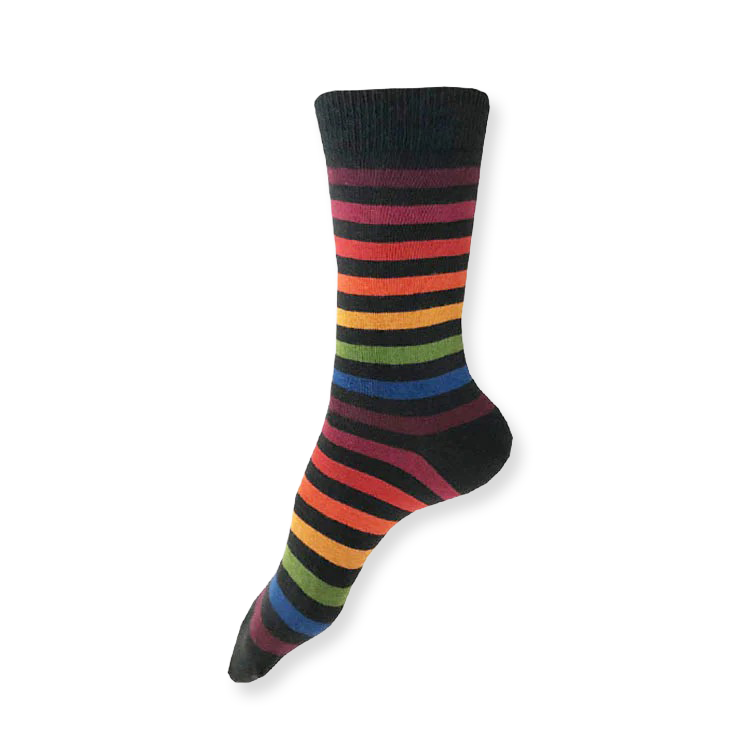 Colorful striped sock on a white background