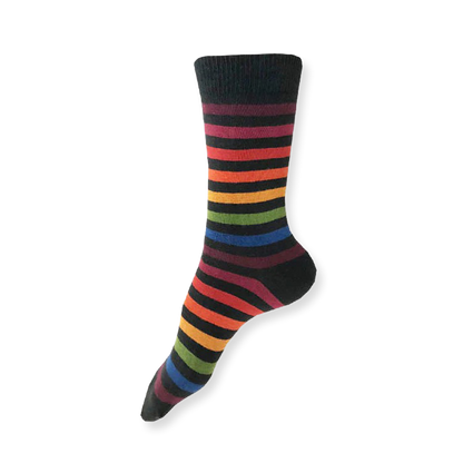 Colorful striped sock on a white background