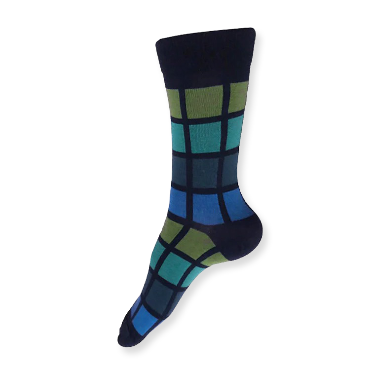 Colorful checkered sock on a white background