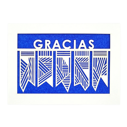 Papel Picado Greeting Card: Gracias Blue