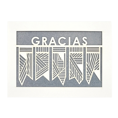 Papel Picado Greeting Card: Gracias Gray

