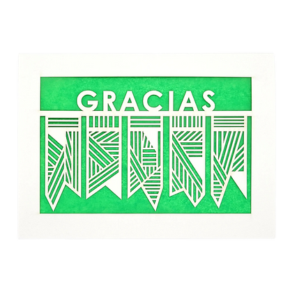 Papel Picado Greeting Card: Gracias Green