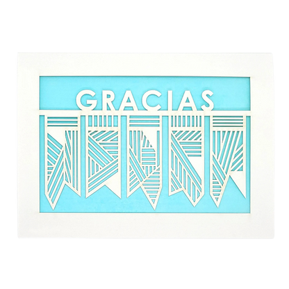 Papel Picado Greeting Card: Gracias Light Blue