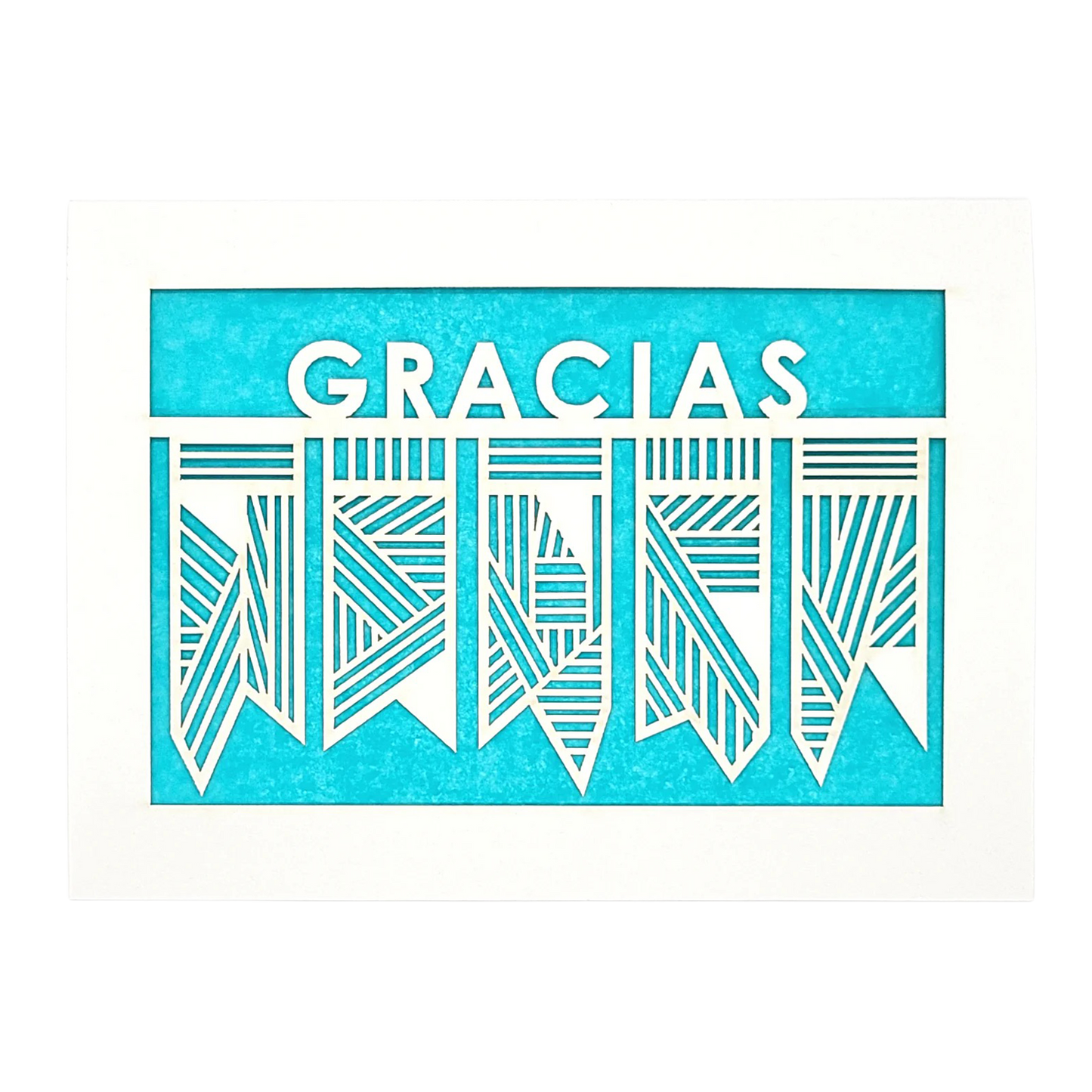 Papel Picado Greeting Card: Gracias Aqua