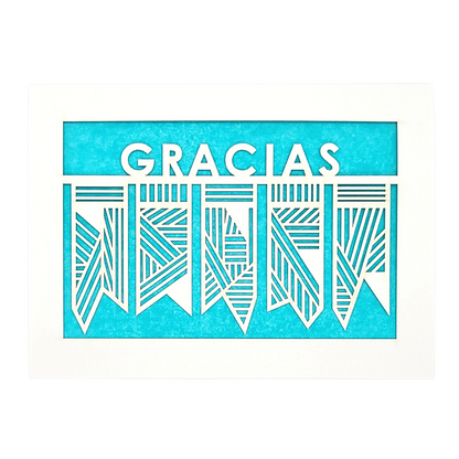 Papel Picado Greeting Card: Gracias Aqua