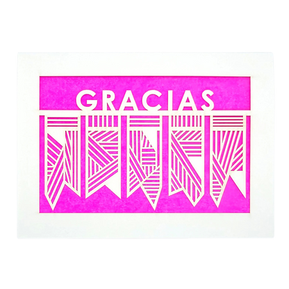Papel Picado Greeting Card: Gracias Fuchsia