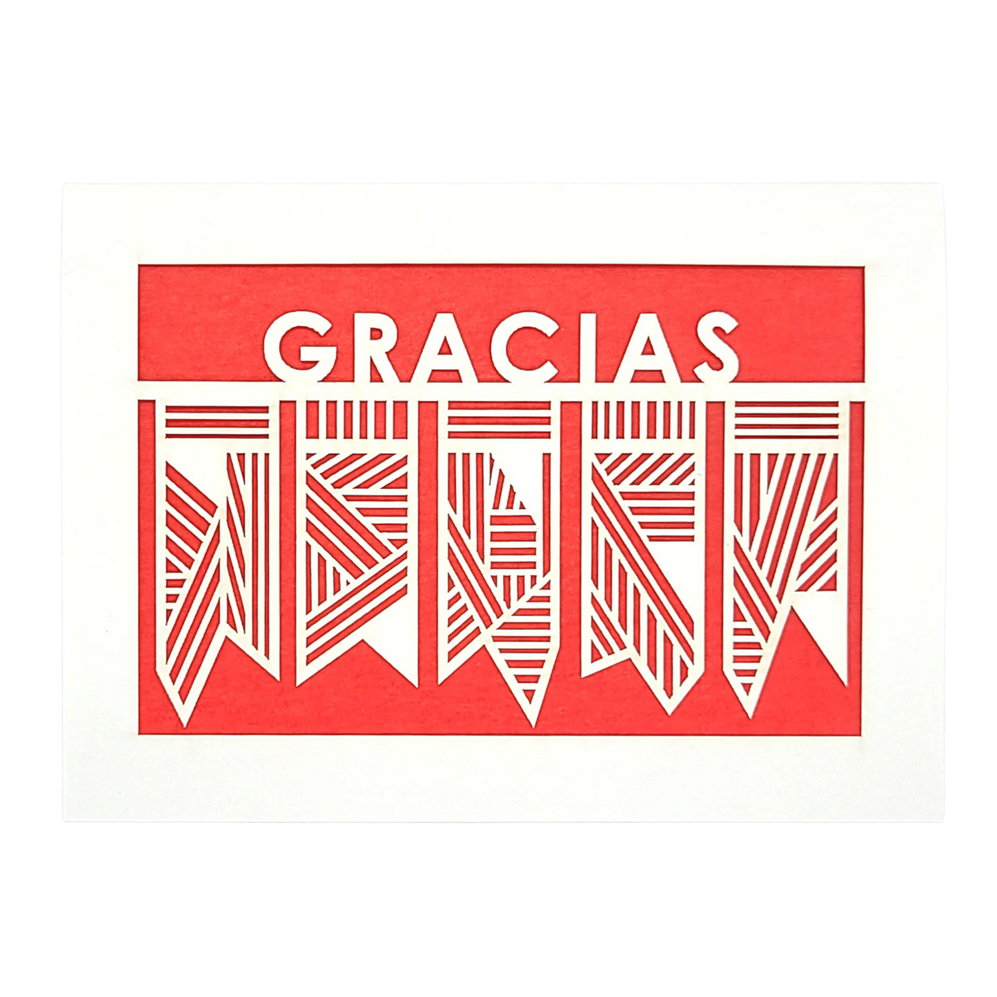 Papel Picado Greeting Card: Gracias Red