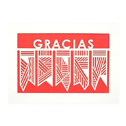 Papel Picado Greeting Card: Gracias Red