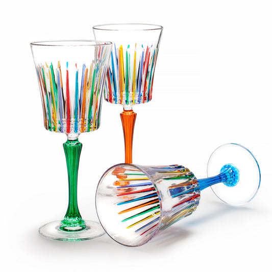 Copa de agua de cristal atemporal, juego de seis colores surtidos