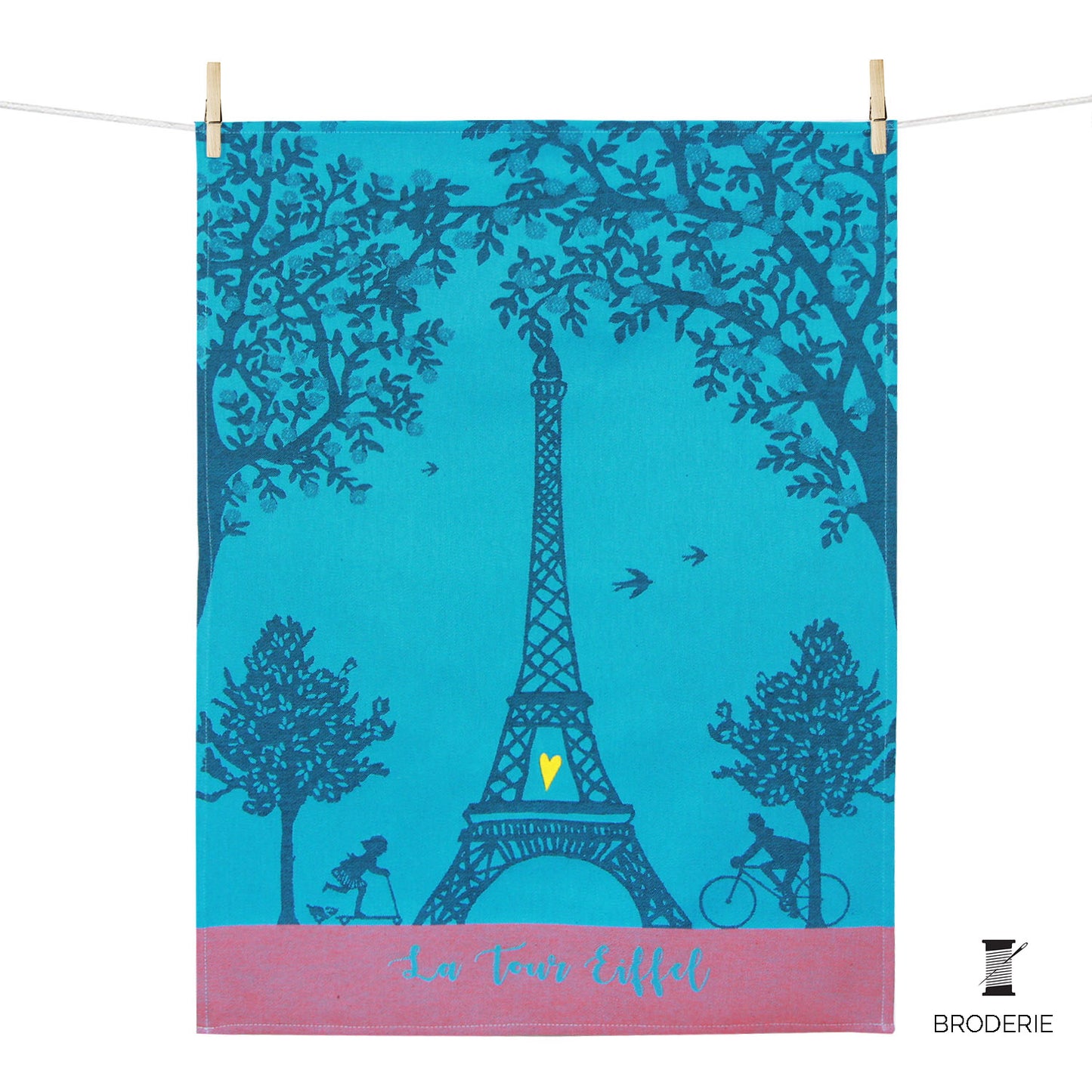 Embroidered Tea Towel: Eiffel Tower