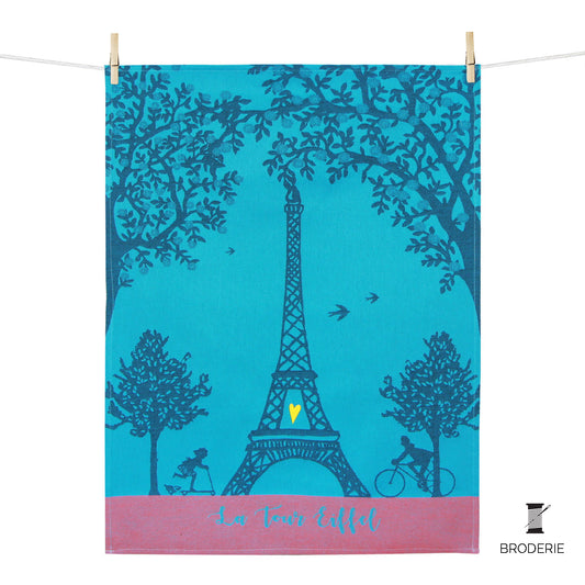 Besticktes Geschirrtuch: Eiffelturm