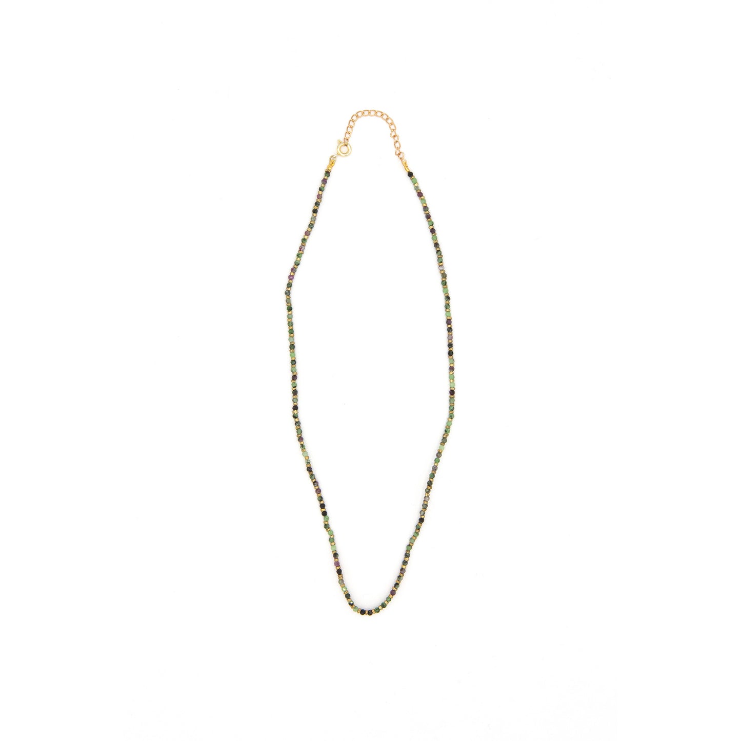 Dainty Tourmaline & Brass Beads Necklace