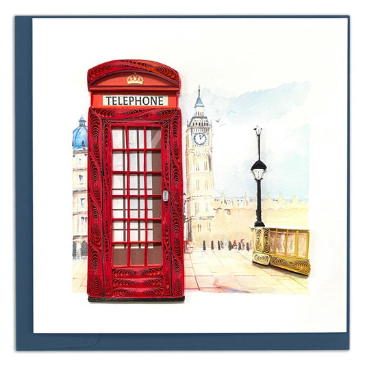 Quilled Red Telephone Box Note Card