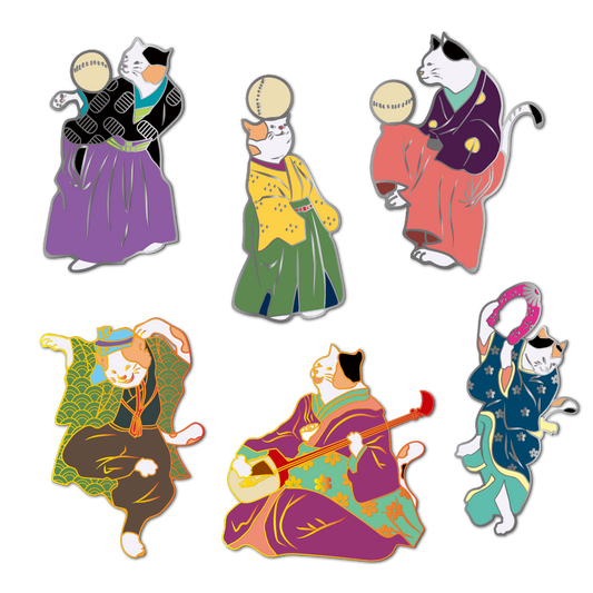 Ukiyo-e Cats Enamel Pins (Set of 6)