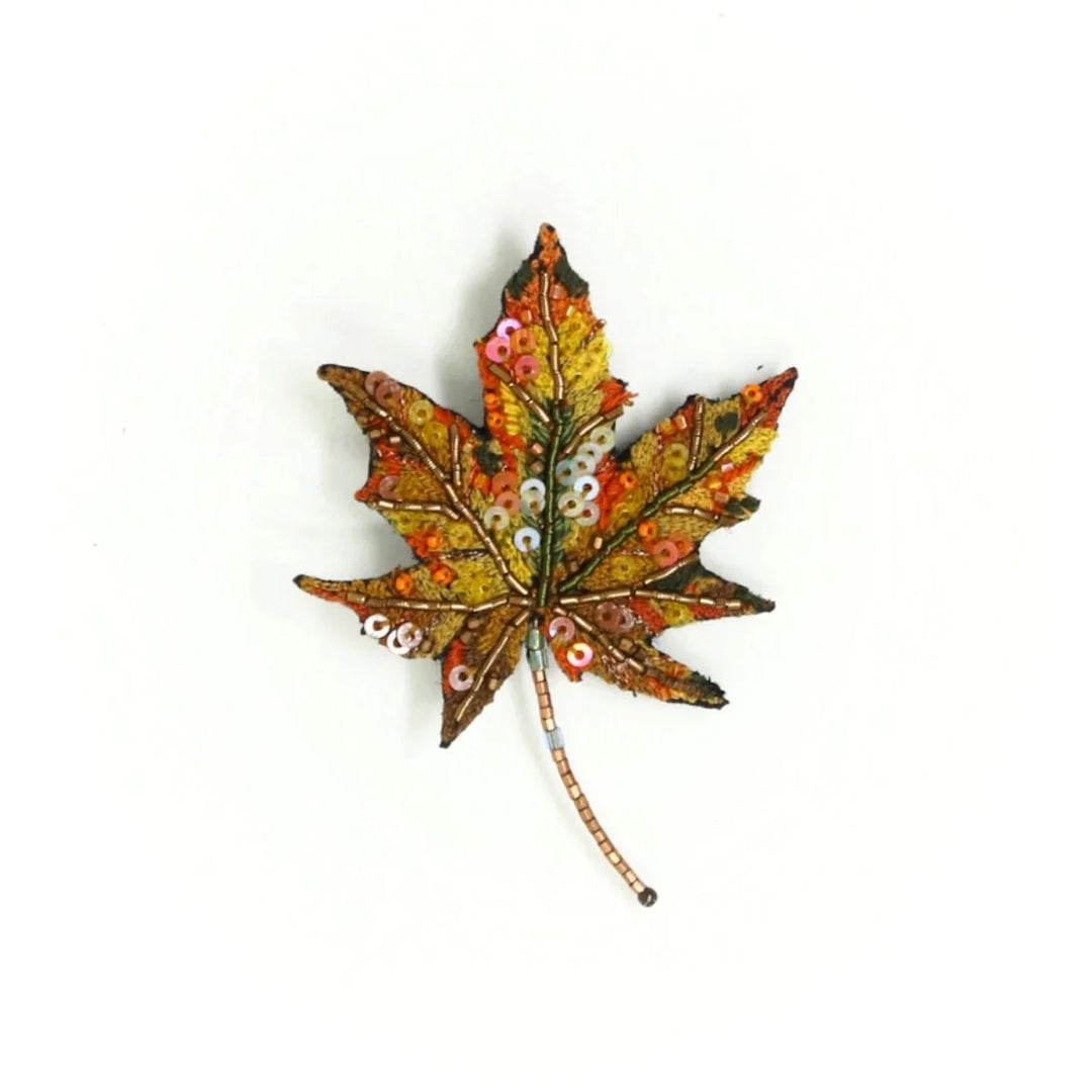 North Wind Maple Leaf Embroidered Brooch