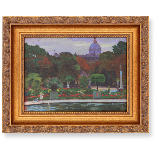 Framed textured print of Susan Watkins' "View of the Jardin du Luxembourg, Looking Toward the Pantheon, Paris"
