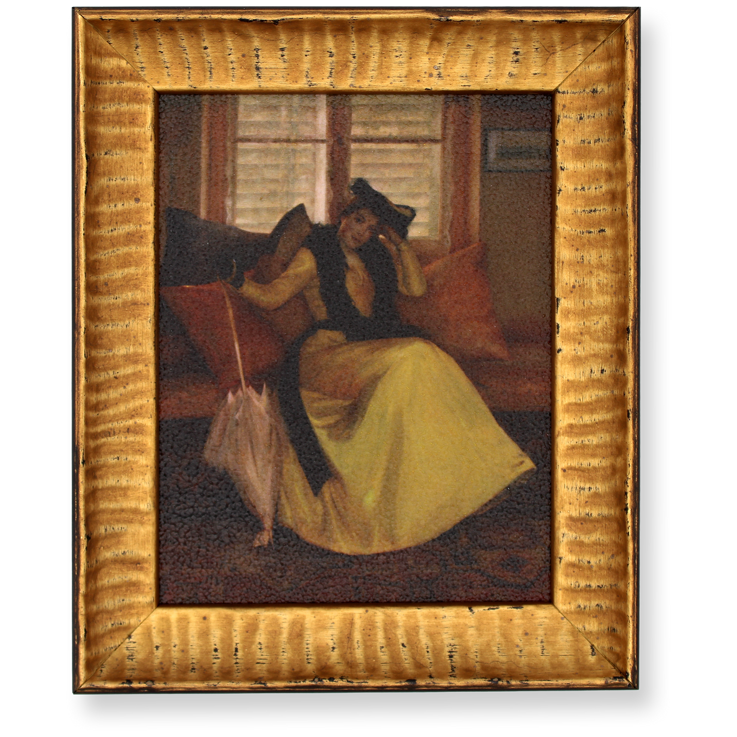 Framed textured print of Susan Watkins' "Lady in Yellow (Eleanor Reeves)"