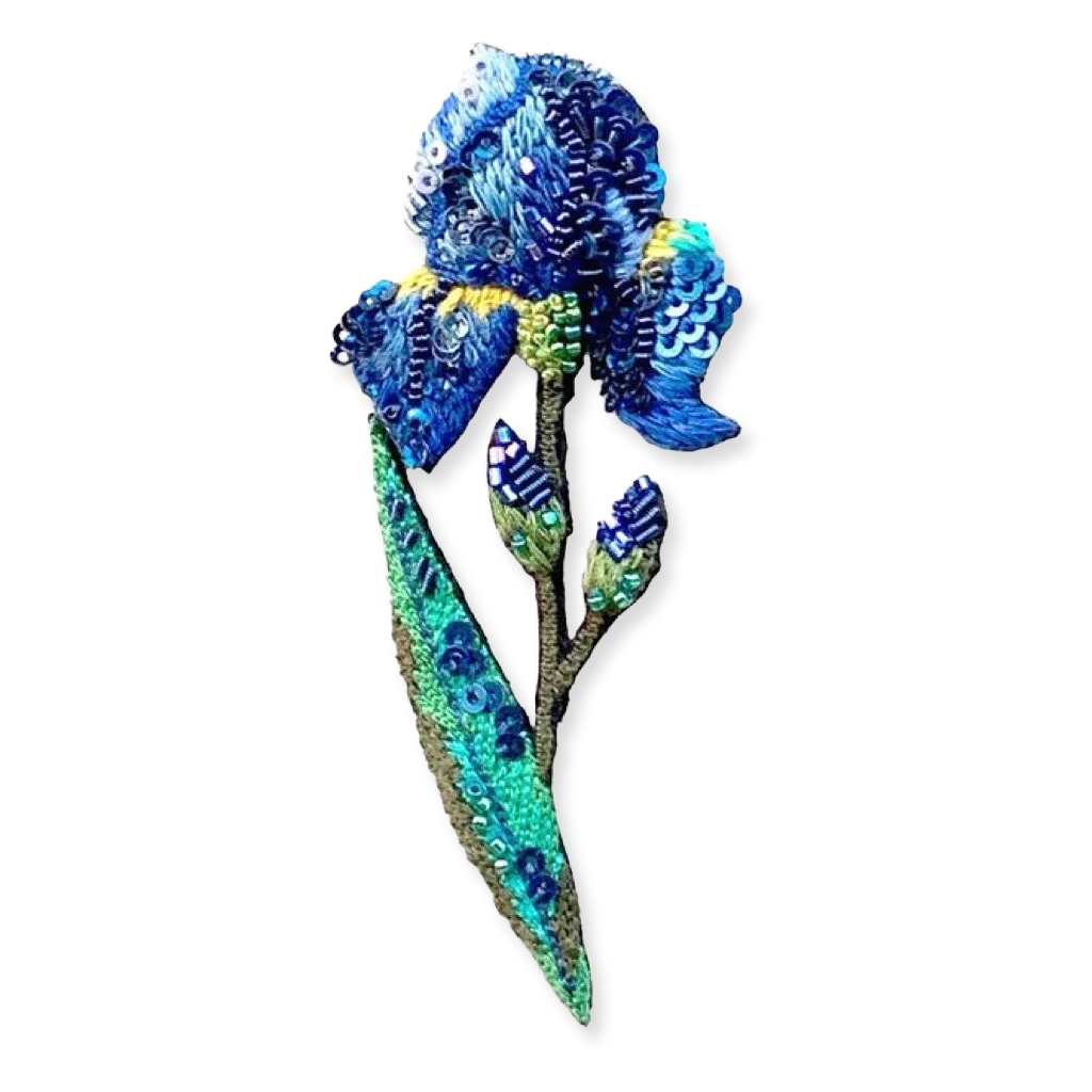 Wild Iris Embroidered Brooch