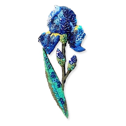 Wild Iris Embroidered Brooch