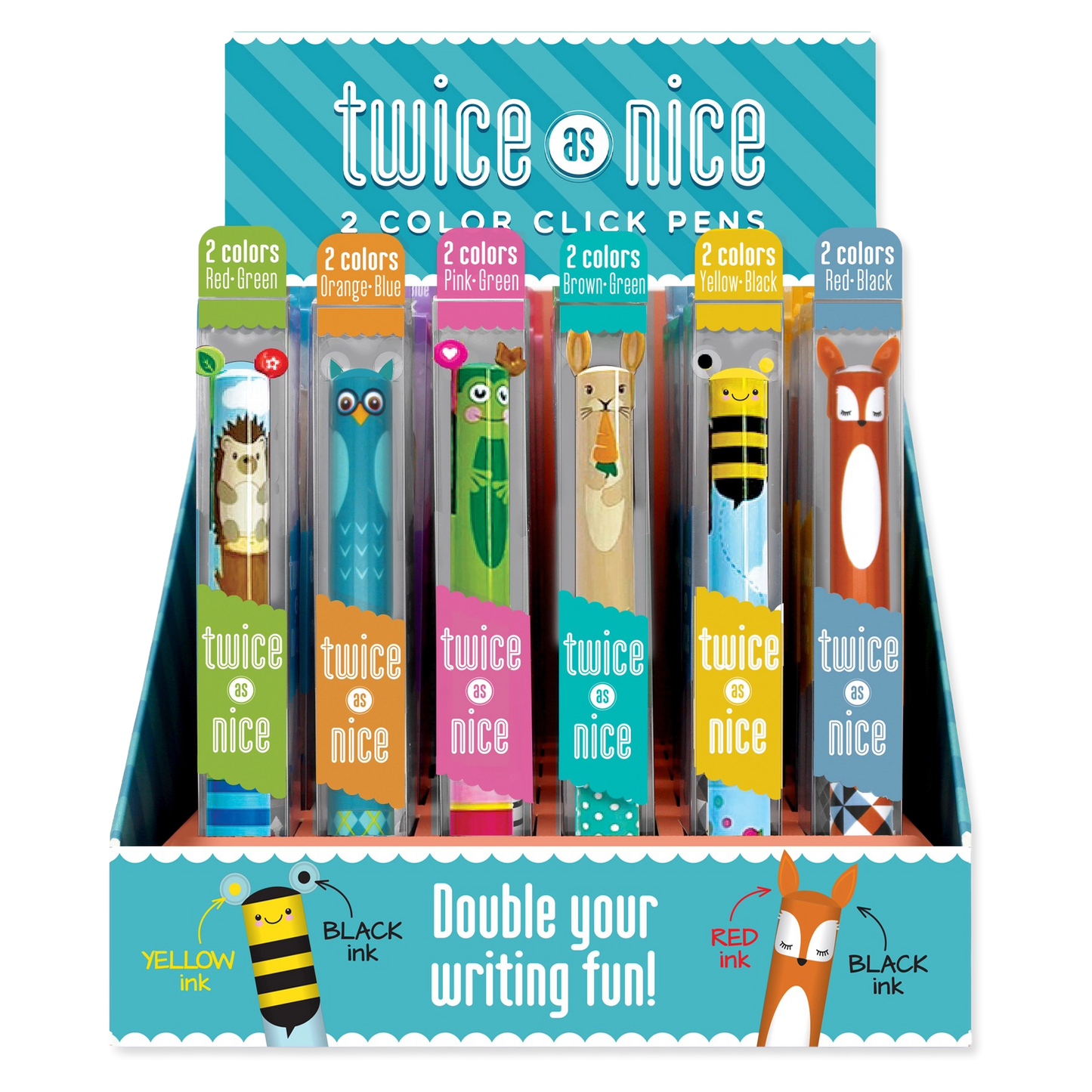 Twice-As-Nice 2-Color Click Pens (Woodland theme)