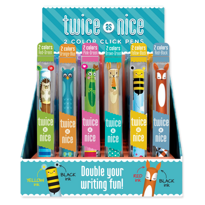 Twice-As-Nice 2-Color Click Pens (Woodland theme)