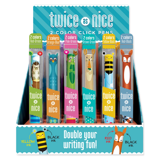 Twice-As-Nice 2-Color Click Pens (Woodland theme)