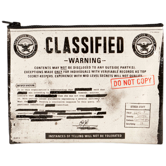 Zip Pouch with Classified and text design