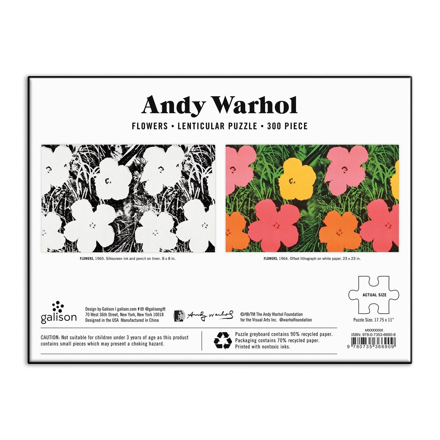 Linsenrasterpuzzle „Blumen“ von Andy Warhol, 300 Teile