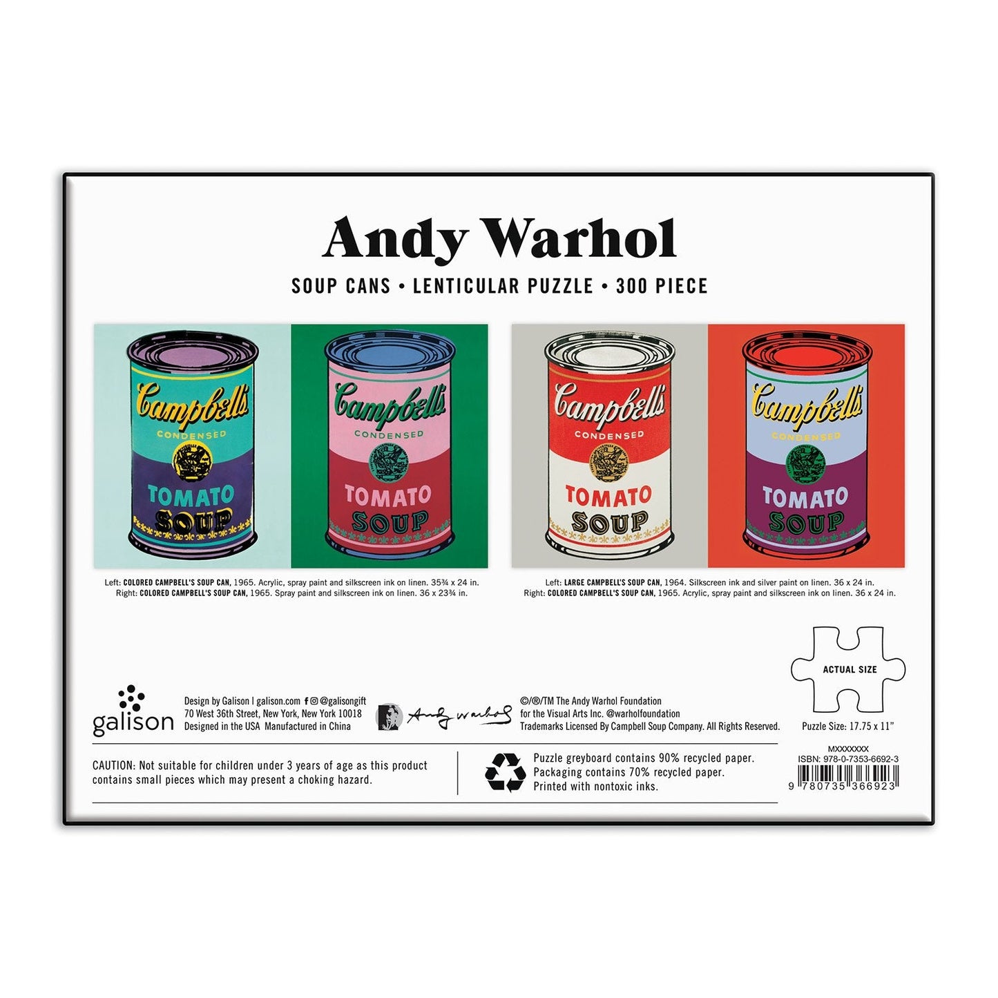 Linsenrasterpuzzle „Suppendosen“ von Andy Warhol, 300 Teile