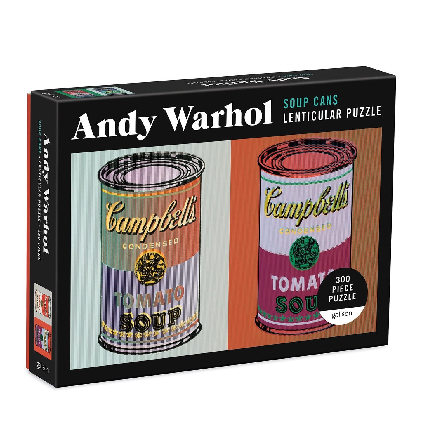 Linsenrasterpuzzle „Suppendosen“ von Andy Warhol, 300 Teile