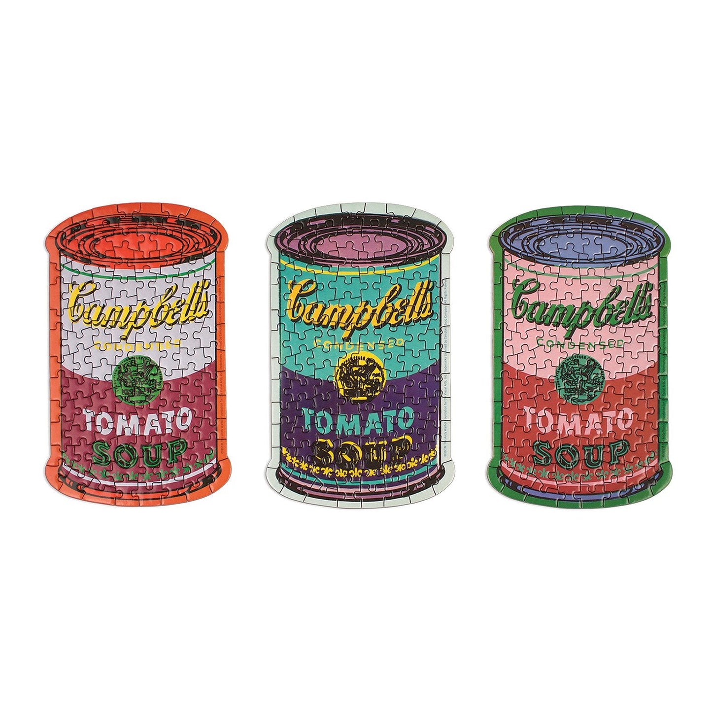 Latas de sopa de Andy Warhol, juego de 3 rompecabezas con formas en latas