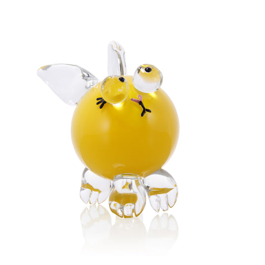 Glass Baby Bunny Sculpture (Yellow)