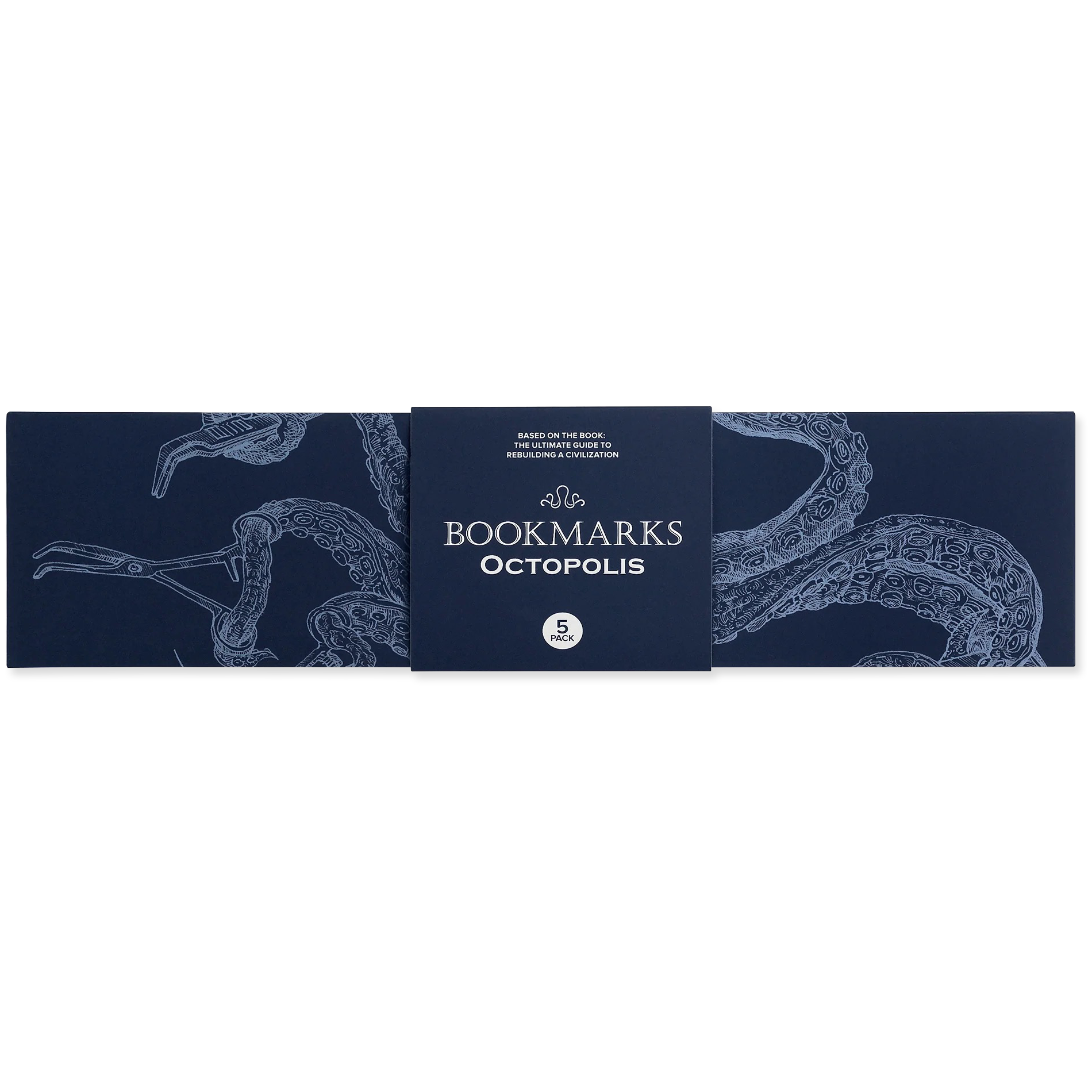 Pack of bookmarks with octopus design on a blue background