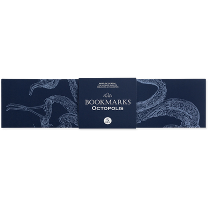 Pack of bookmarks with octopus design on a blue background