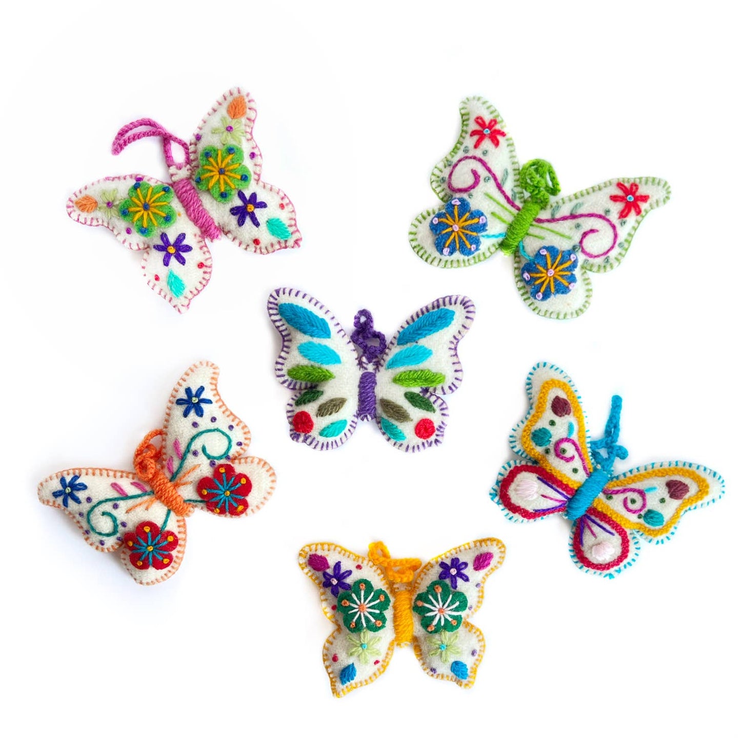 Embroidered Wool Butterfly Ornament