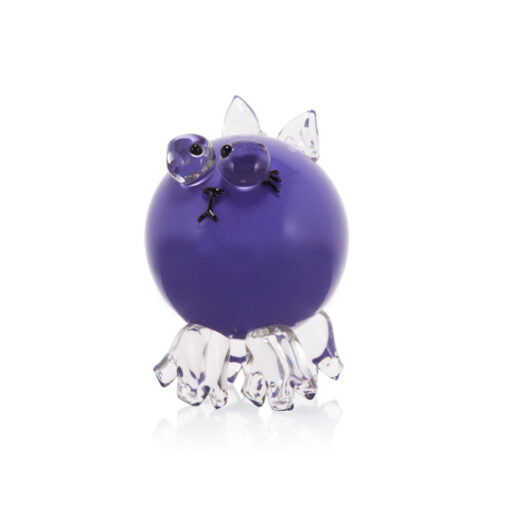 Glass Kitten Sculpture (Purple) by Catherine Labonte