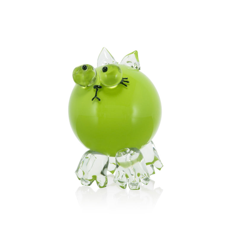 Glass Kitten Sculpture (Green)