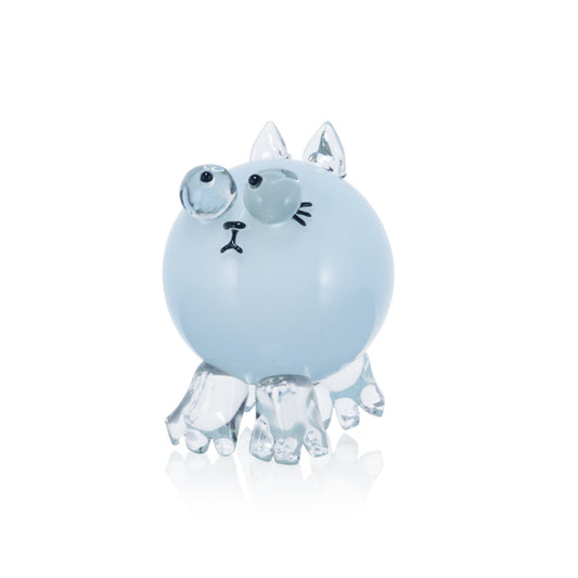 Glass Kitten Sculpture (Baby Blue)