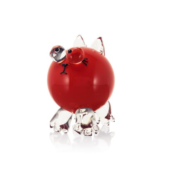 Glass Kitten Sculpture (Red) by Catherine Labonte