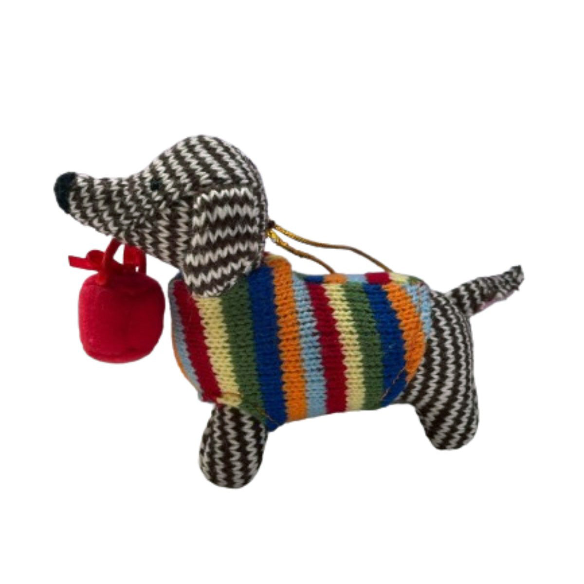 Knitted Ornament: Dachshund with Present - Chrysler Museum Shop
