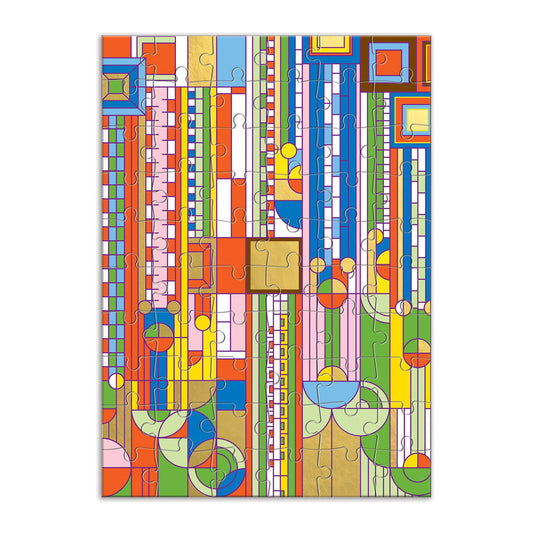 Grußkartenpuzzle „Saguaro-Kaktus und Formen“ von Frank Lloyd Wright