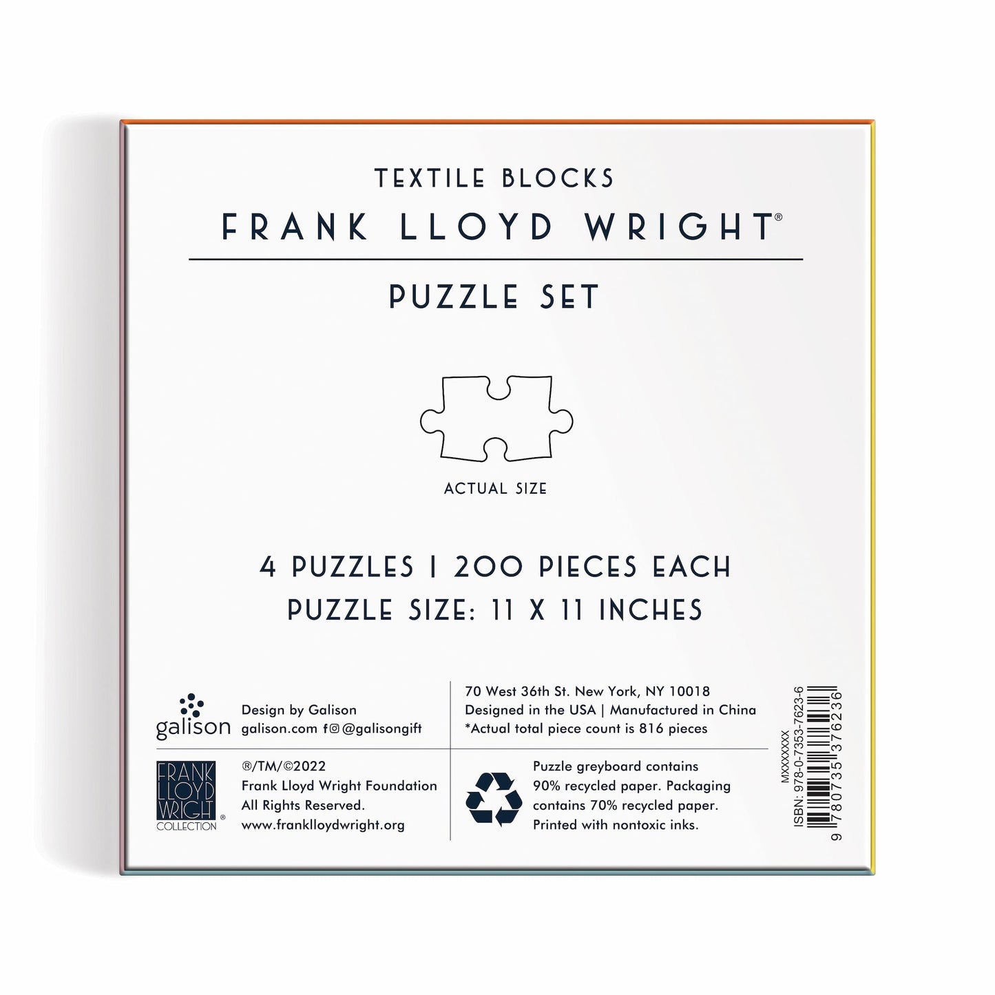 Frank Lloyd Wright Textile Blocks Set of 4 Puzzles