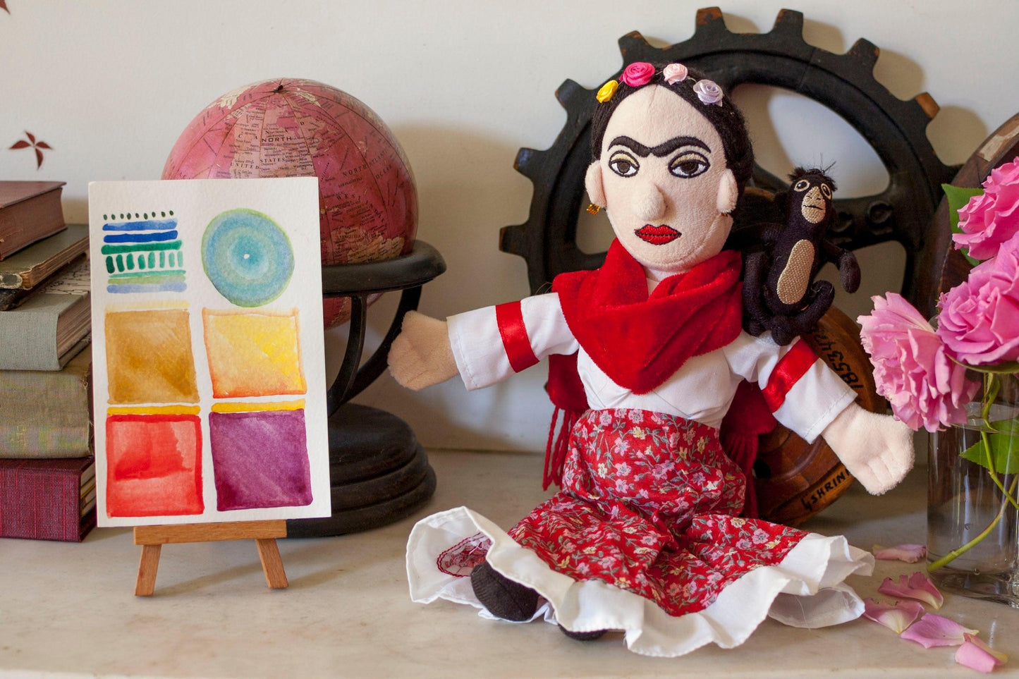 Frida Kahlo Puppe „Kleine Denkerin“. 