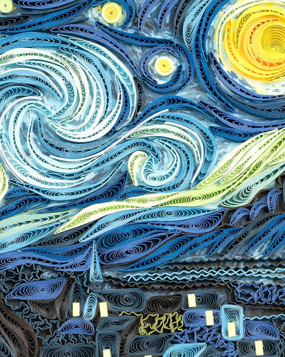 Quilling-Karte der Künstlerserie: „Sternennacht“ von Vincent van Gogh