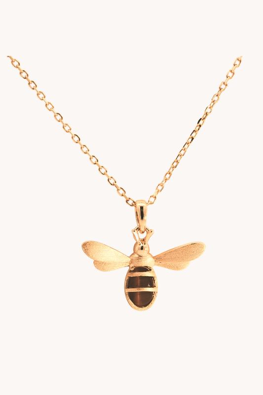 Honeybee Tiger Eye Gold Necklace