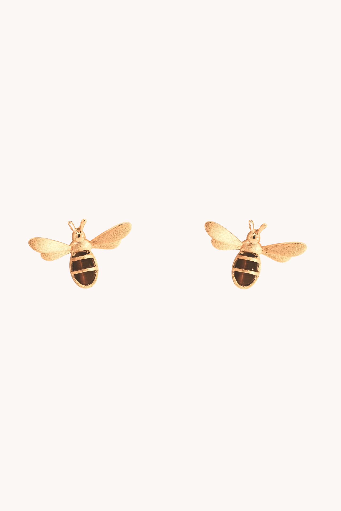 Honeybee Tiger Eye Gold Studs