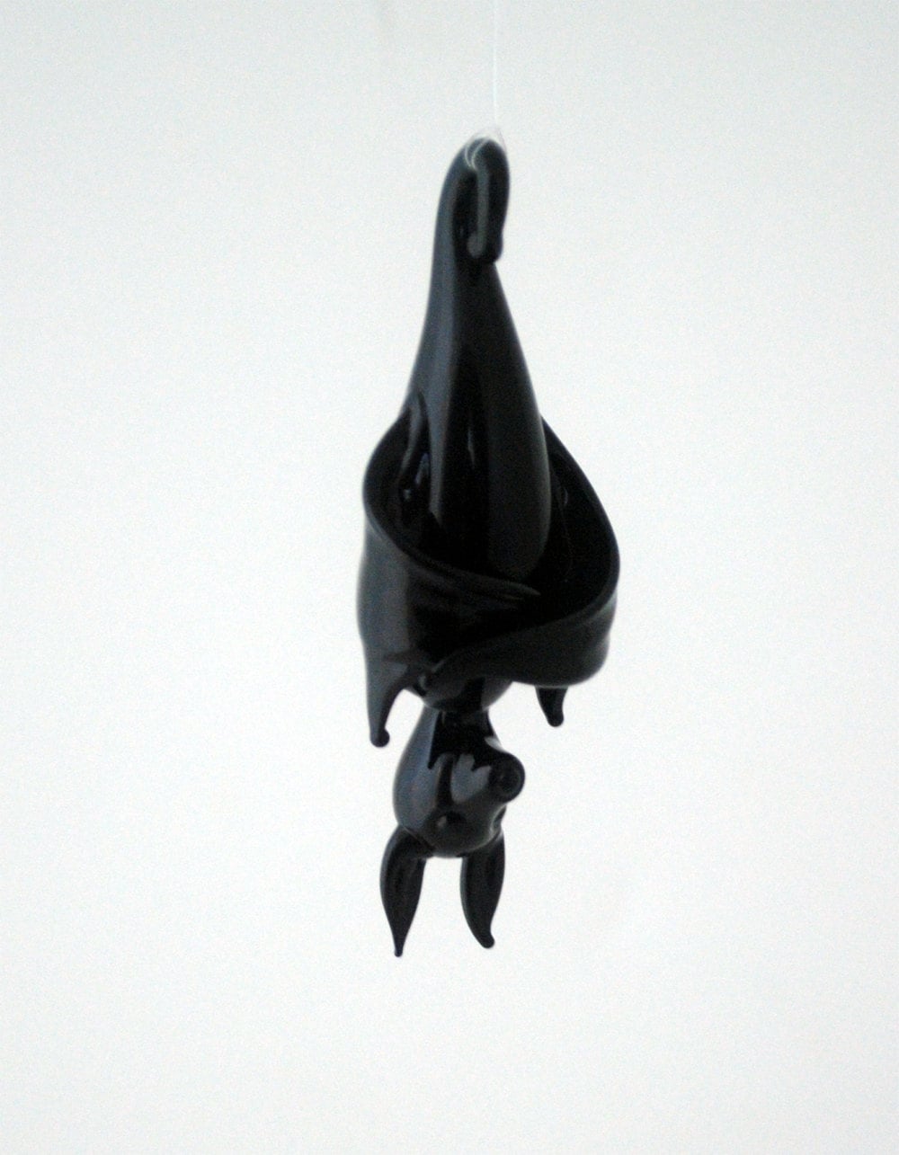 Glass Black Sleeping Bat Sculpture (with Folded Wings) - Chrysler Museum Shop